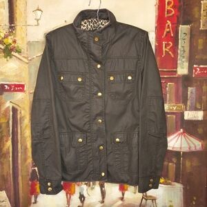 J. Crew Black Utility Jacket with Gold Accents